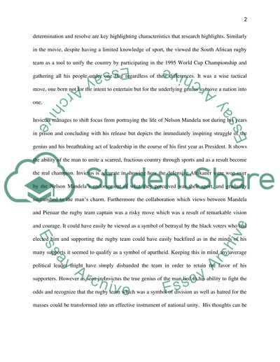 Invictus Response Paper