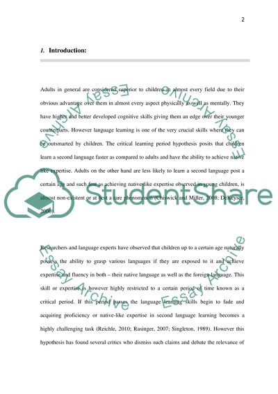 Difference in Language Learning at Different Ages