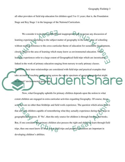 Is the Use of Fieldtrips in Geography a Useful Way for Children to Learn between the Age of 5 to 11