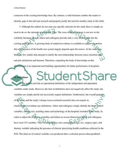 Critical Review of a Research Article