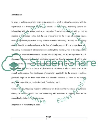 Materiality in Auditing