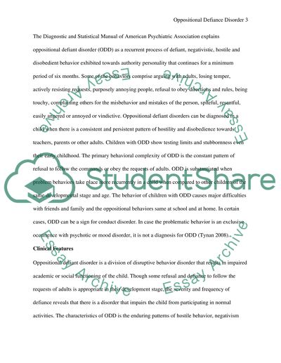 Oppositional Defiance Disorder