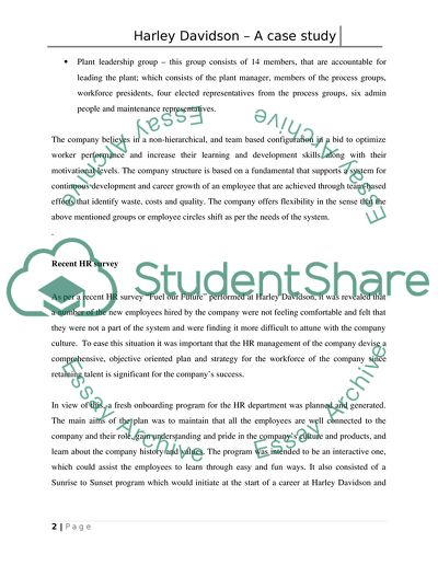 Pure Human Resource: case study Harley Davidson Co