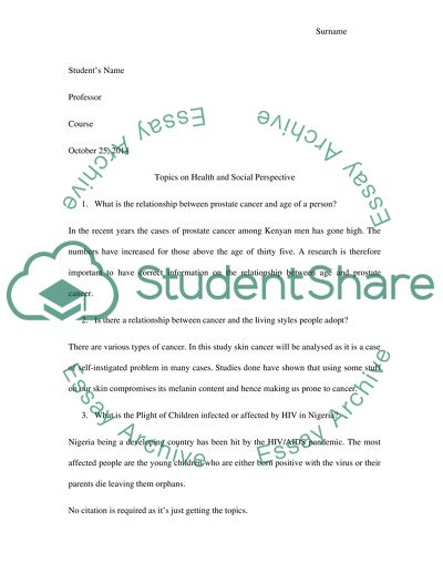 Topics on Health and Social Perspective