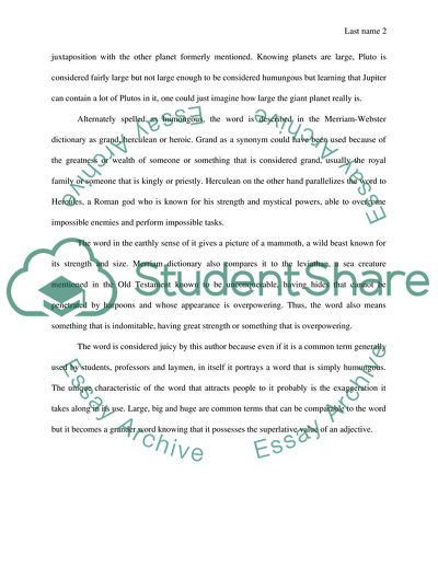 Definition essay on a juicy word of your choice