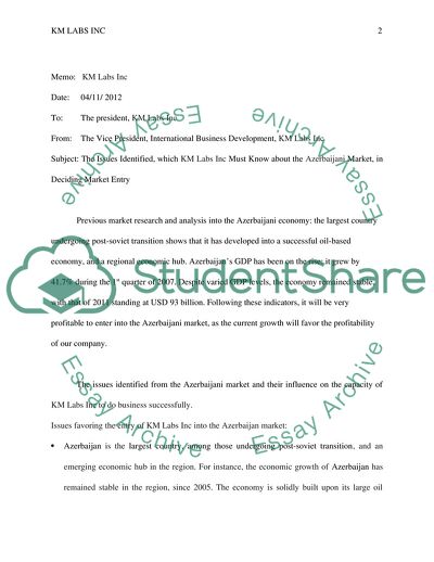 Entry of KM Labs Inc into the Azerbaijan Market