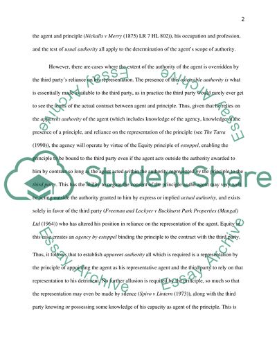 Extent and Nature of Agents Authority