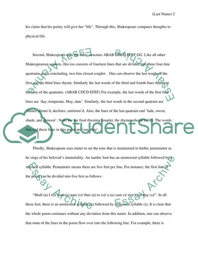 Shall I compare thee to a summers day, Shakespeare Analysis