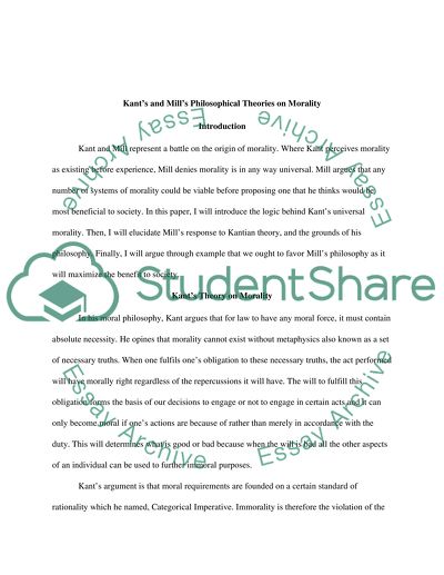 Kants and Mills Philosophical Theories on Morality