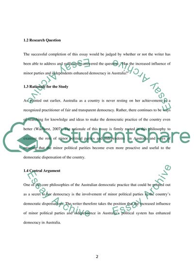 Influence of Minor Parties on Australias Democracy