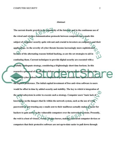 Adoption of Computer Security