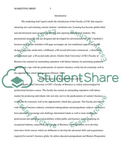 Marketing Brief about Charles Sturt Universitys Faculty of Business