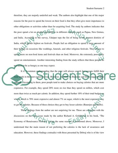 Discussion based on Abhijit Banejee and Esther Duflos readings