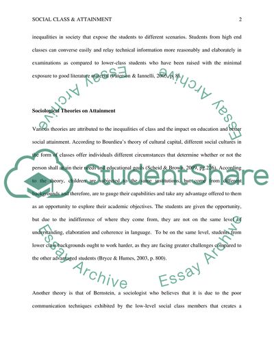 Social Class and Attainment