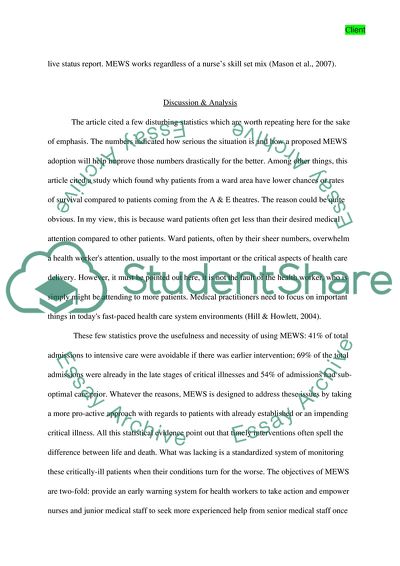 The Modified Early Warning Score