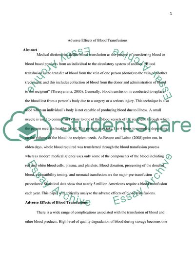 Adverse Effects of Blood Transfusions