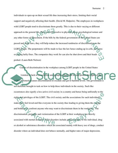 Discrimination in the Workplace among LGBT People in the United States