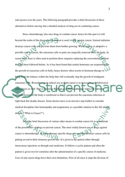 Cancer effectiveness of drugs in its treatment
