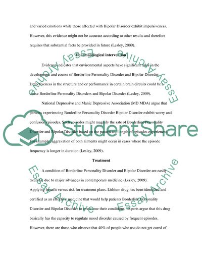 Bipolar and Personality Disorders & Dehydration and Diarrhea