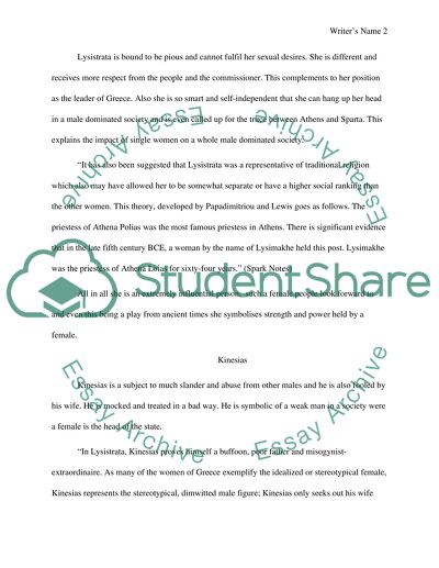 Character Analysis - Lysistrata Play by Aristophanes