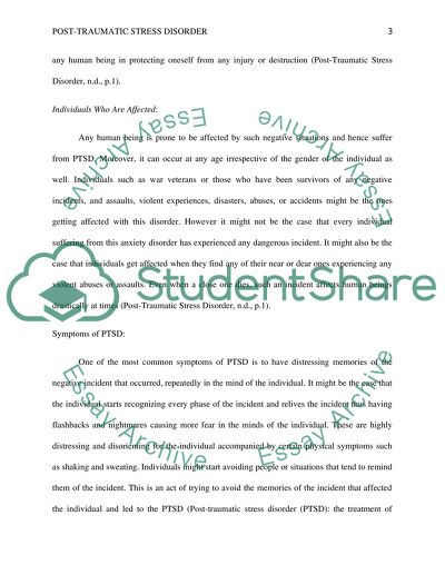 post traumatic stress disorder research paper outline