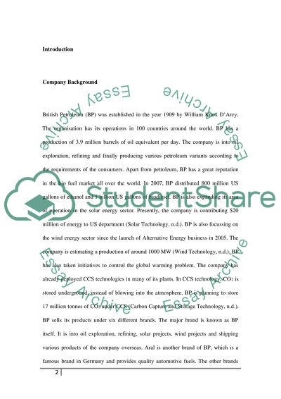 Accounting Concepts of British Petroleum