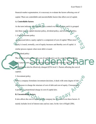 Are the Cost of Capital Falls if Financial Markets are no Longer Segmented