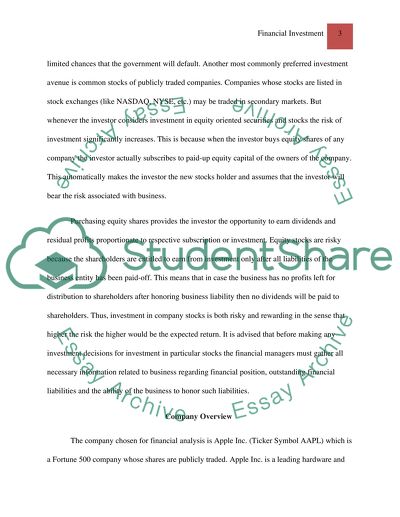 Financial Investment and Options for Investment Decision