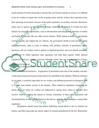 The Sex Industry in Canada: Legalizing of Prostitution