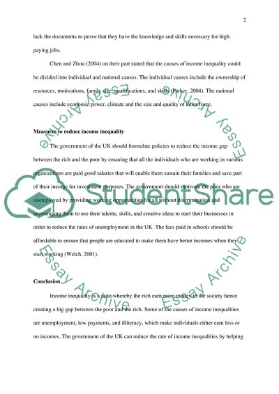 The Main Causes of Income Inequalities in the UK