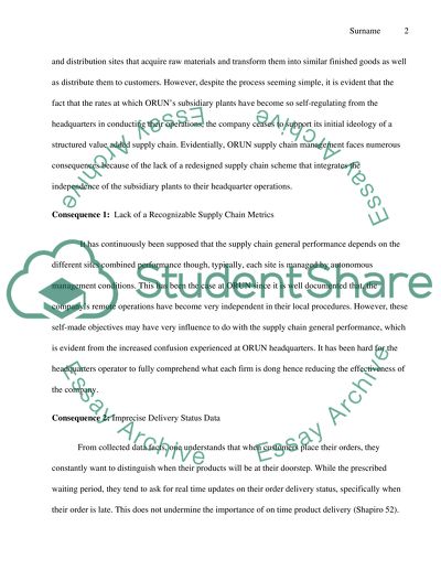 ORUNS Operating Supply Chain Scheme