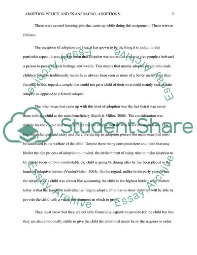 Adoption Policy and Transracial Adoptions