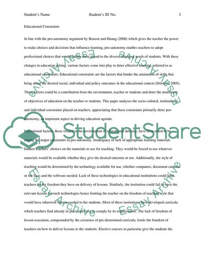 Educational Constraints Are Primary Threat to Pro-Autonomy Approaches to Learning