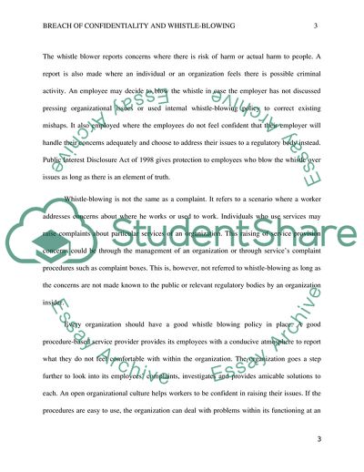 Breach of Confidentiality and Whistle-blowing