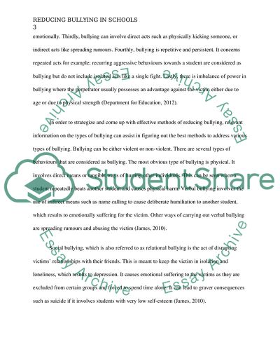 Reducing Bullying in Schools