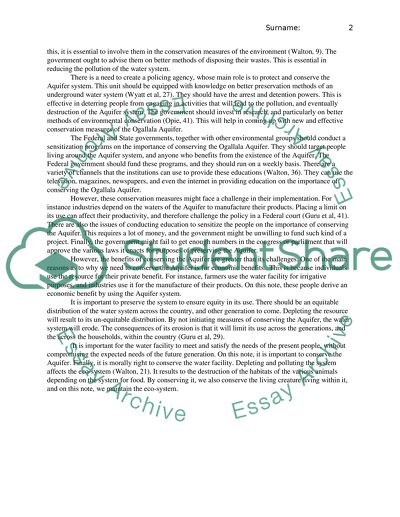 Methods of Conserving the Ogallala Aquifer