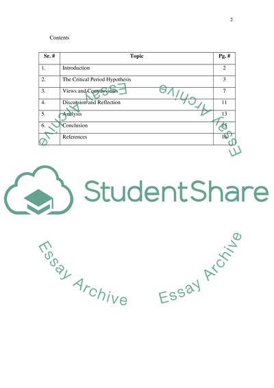 Age Factor in Learning a Second Language: The Critical Period Hypothesis