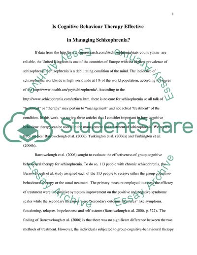 Is Cognitive Behaviour Therapy Effective in Managing Schizophrenia