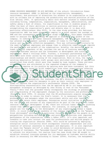 Human Resource Management in air national