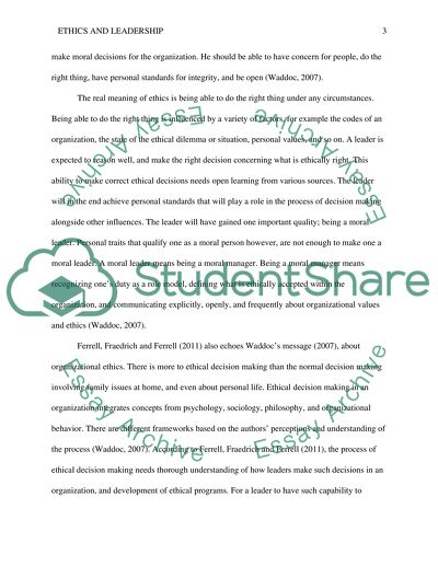 Ethical Decision Making through Leadership