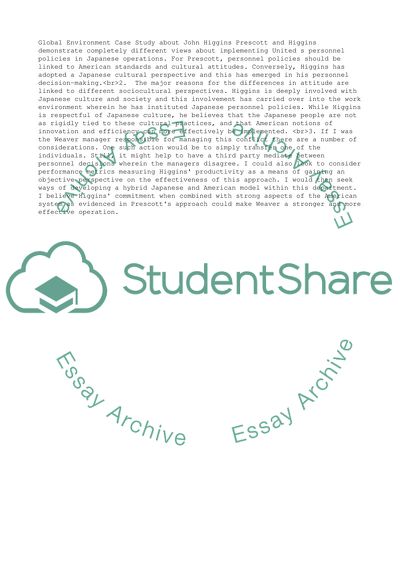 Global Environment : Case Study about John Higgins