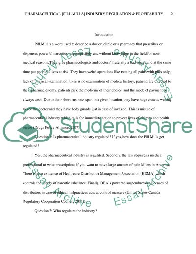 Pharmaceutical(Pill Mills) Industry Regulate and profitability