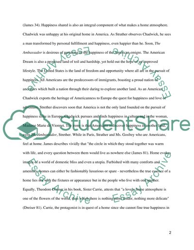 The concept of home in Henry James The Ambassadors and Theodore Dreisers Sister Carrie