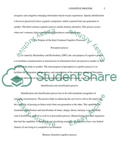 Cognitive psychology. Cognitive Processes