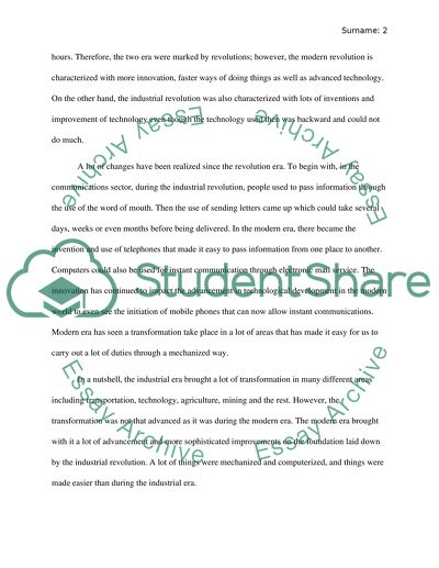 Compare the Industrial Age with the Era of Modernism