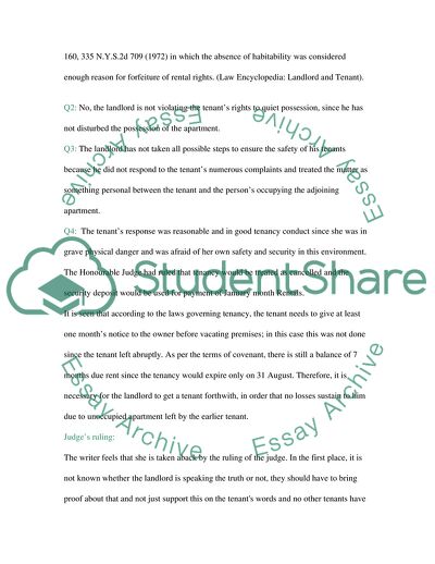 The Tenants Rights to Possession