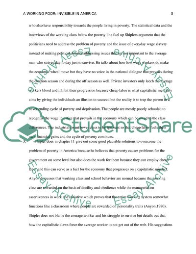 The Working Poor: Invisible in America by David Shipler