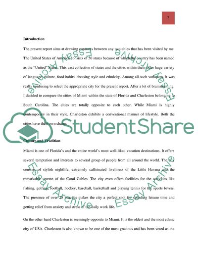 Contrasting Cities. Miami and Charleston