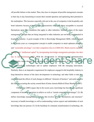 The Impact of Knowledge Sharing on Hotel Industry Effectiveness in UK