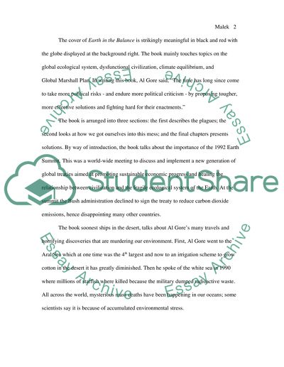 Book Report on Earth in the Balance by Al Gore